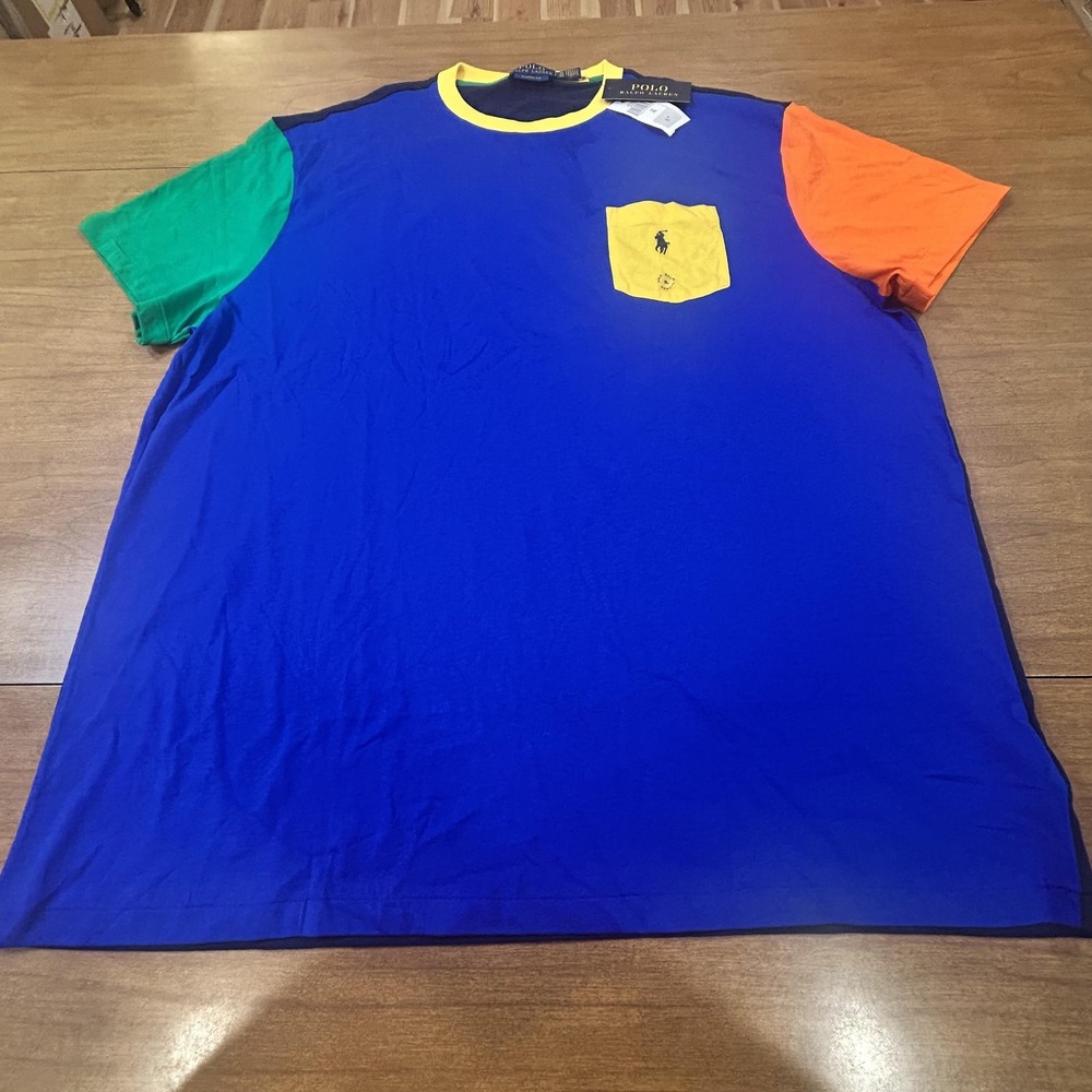 Polo Ralph Lauren Shirt Mens XL Multicolor Colorblock T-Shirt NWT *SPOT*